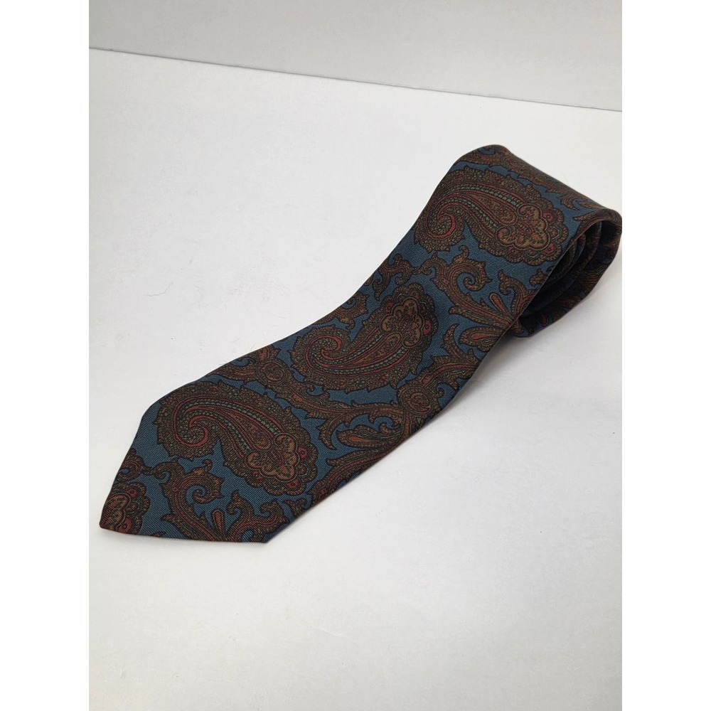 FC French Connection Vintage silk tie USA made Men's Classic Paisley Blue Brown